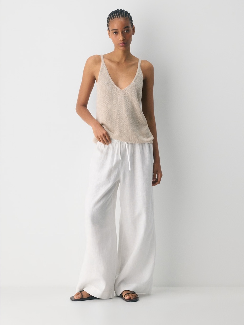 Aritzia Little Moon New Globetrot Linen Pant - White